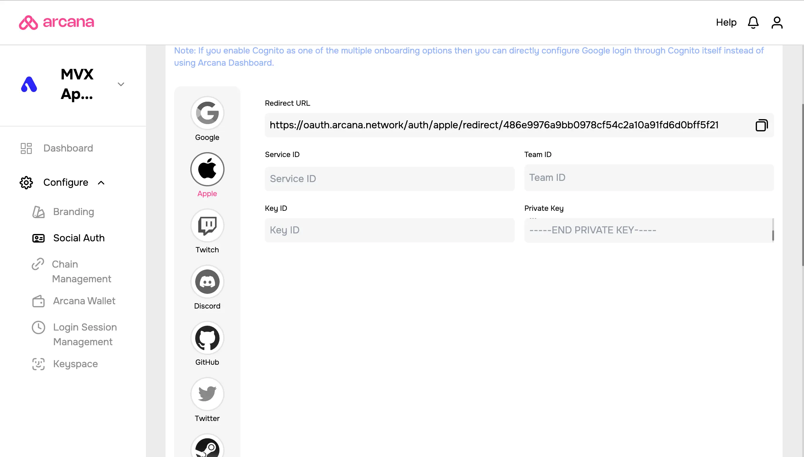 Update Apple Sign-In Settings