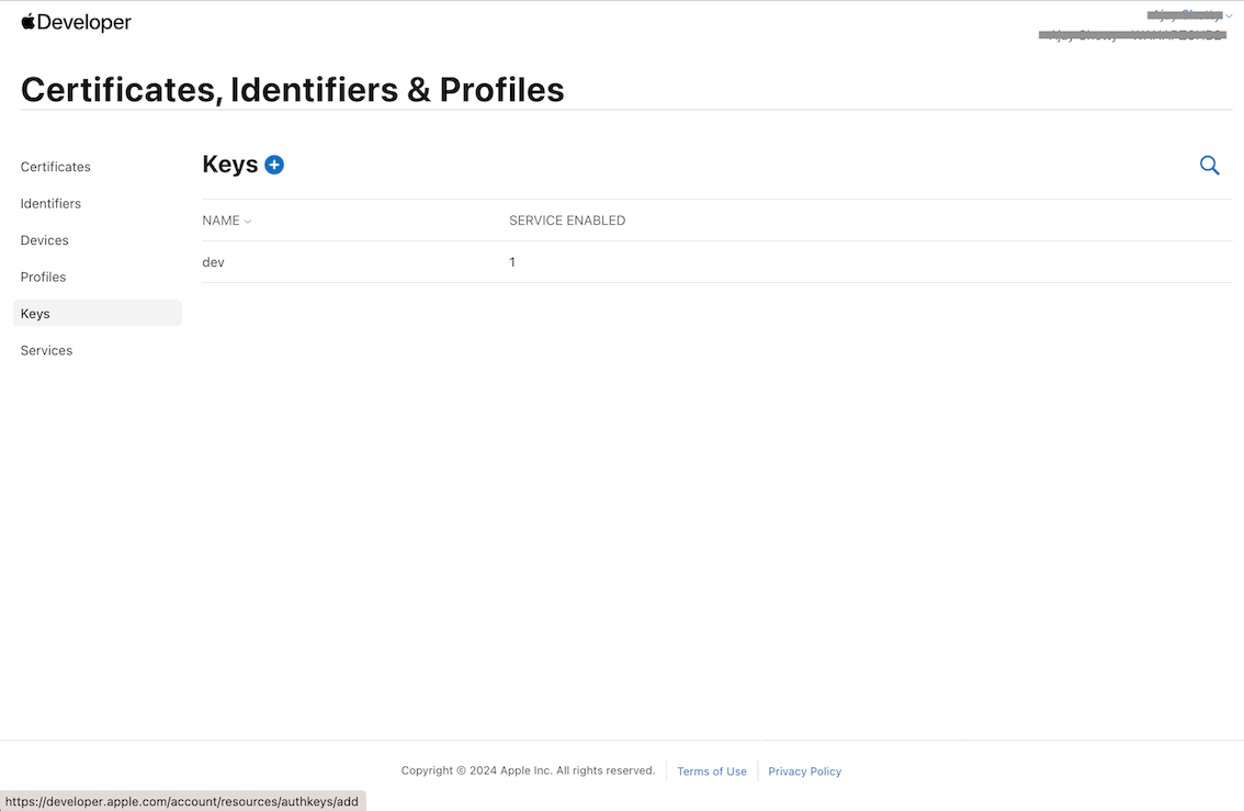 Apple Dev: Key