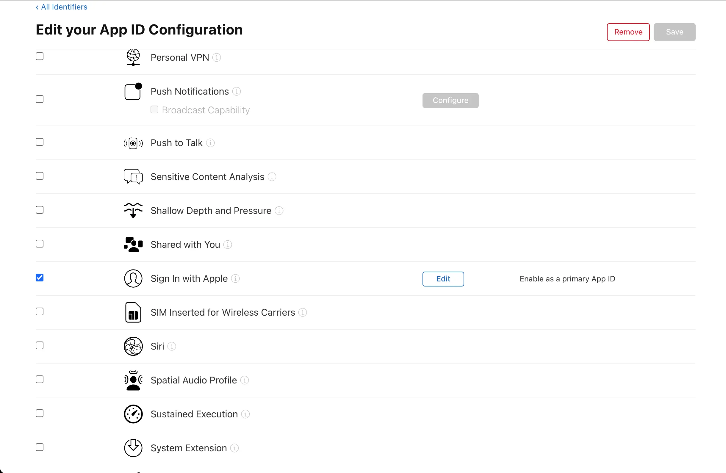 Apple Dev: Enable Apple Sign-In
