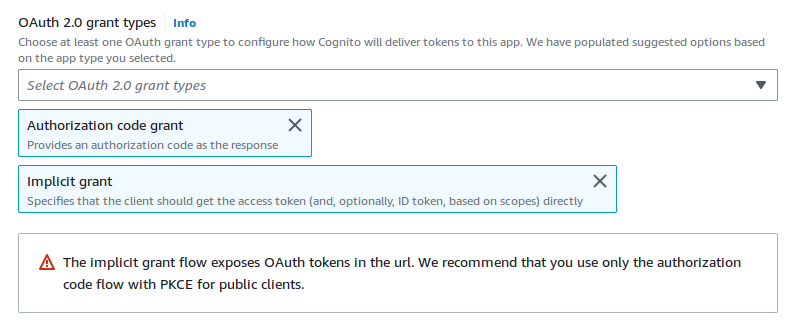 Cognito OAuth2.0 Grant Type