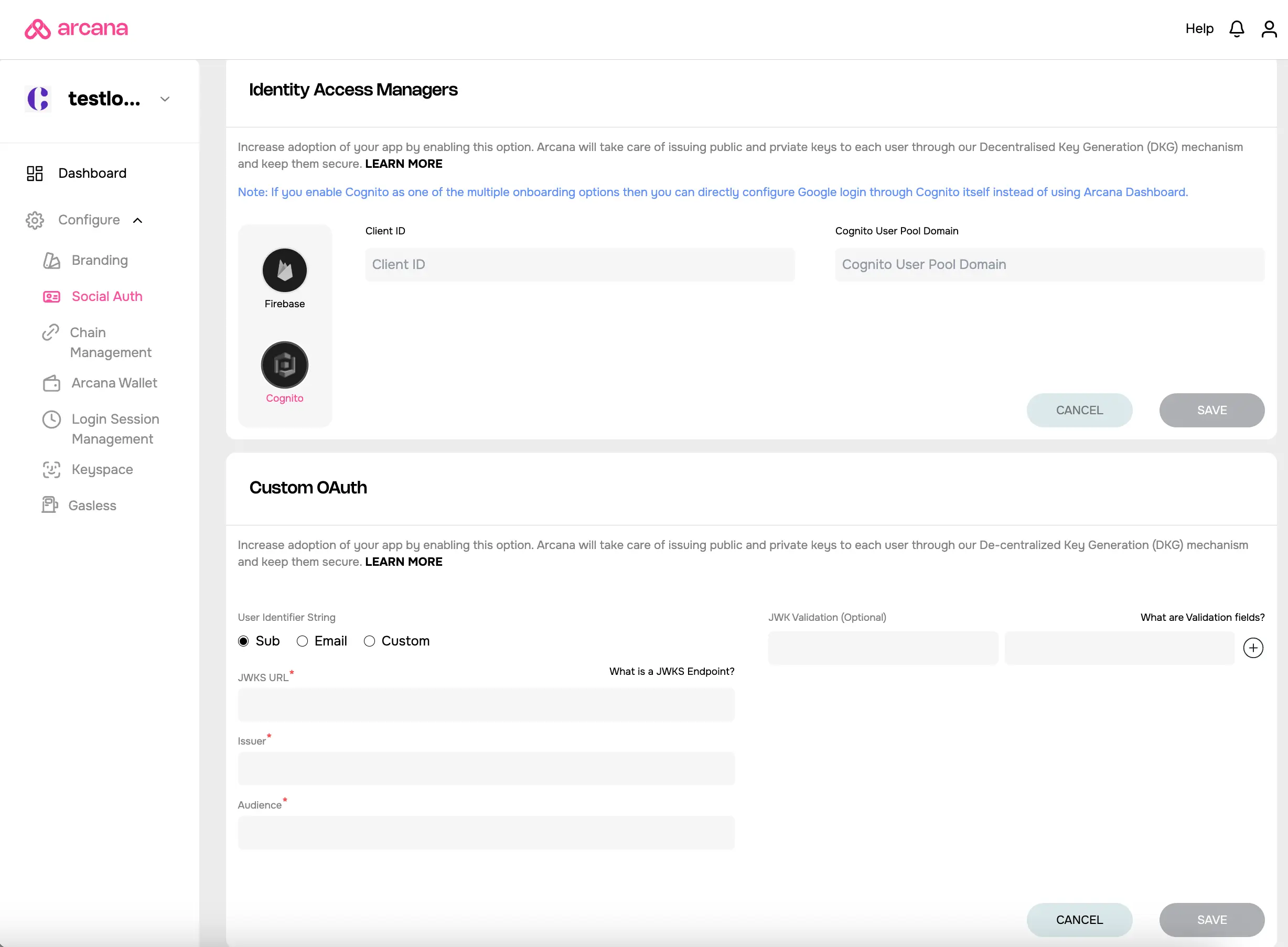 Dashboard: Update Cognito ClientID