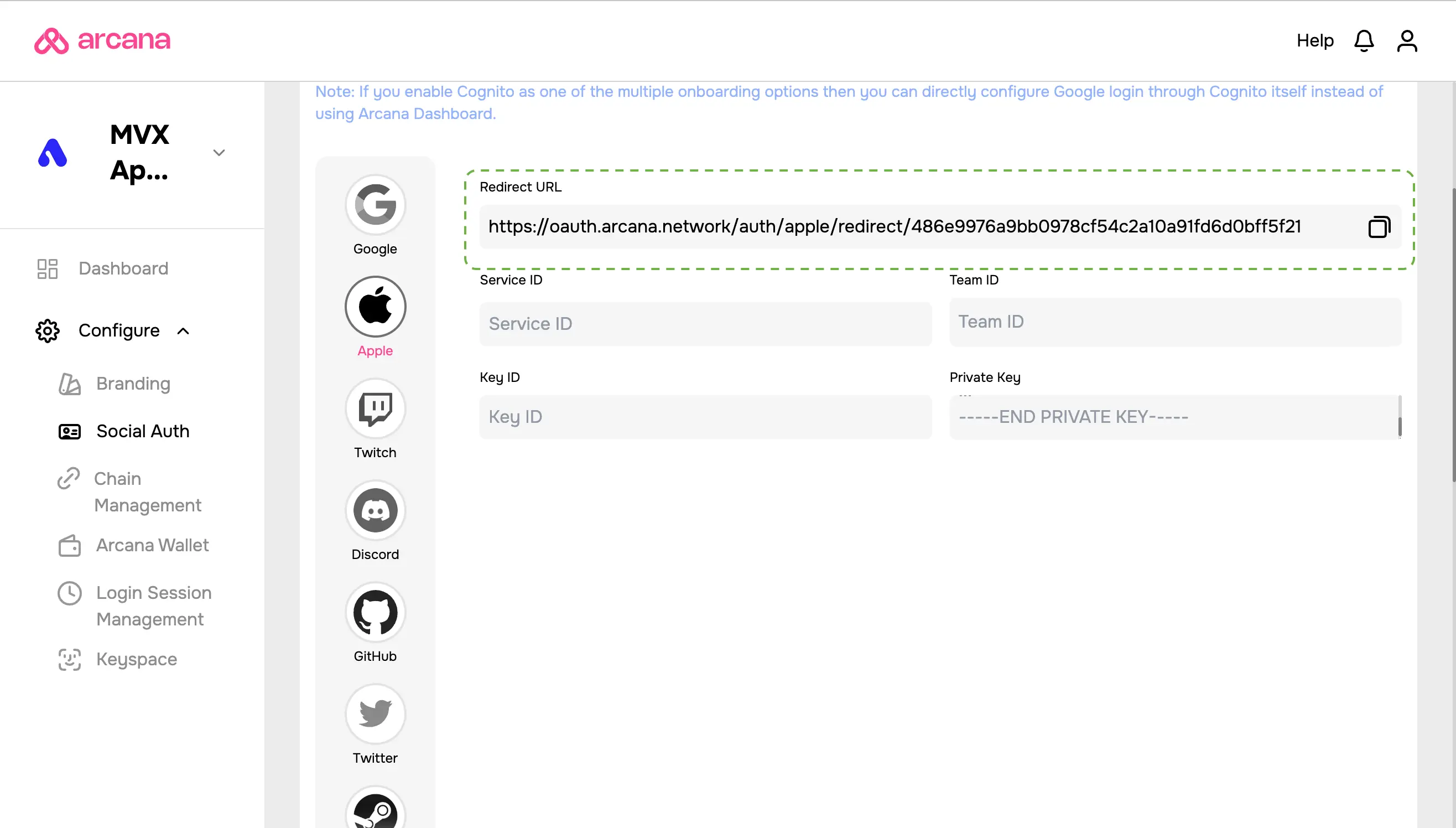 Copy Redirect URL