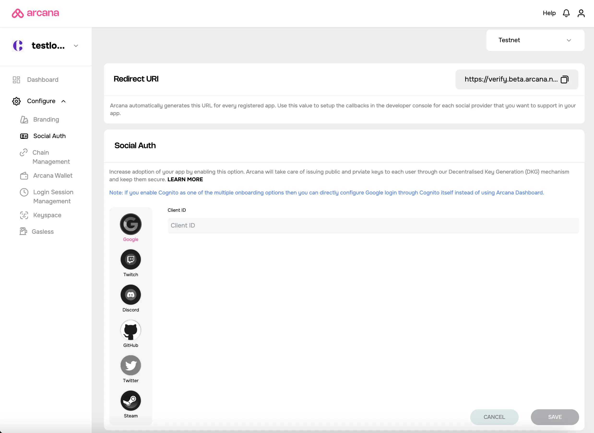 Specify Google Client ID