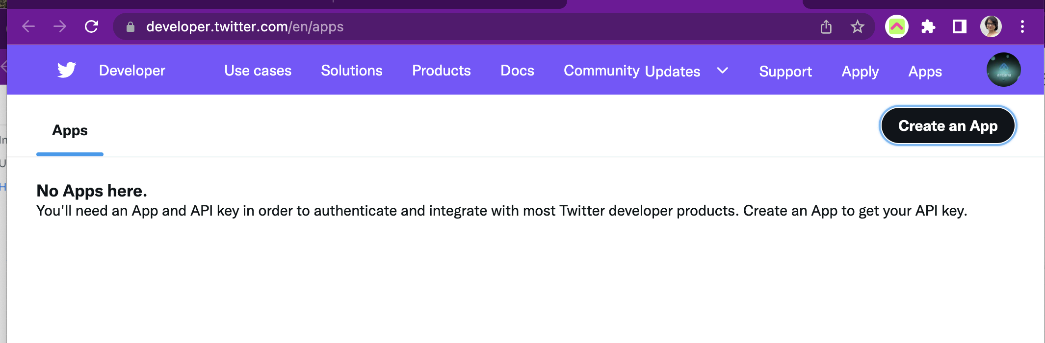 Twitter Developer Console