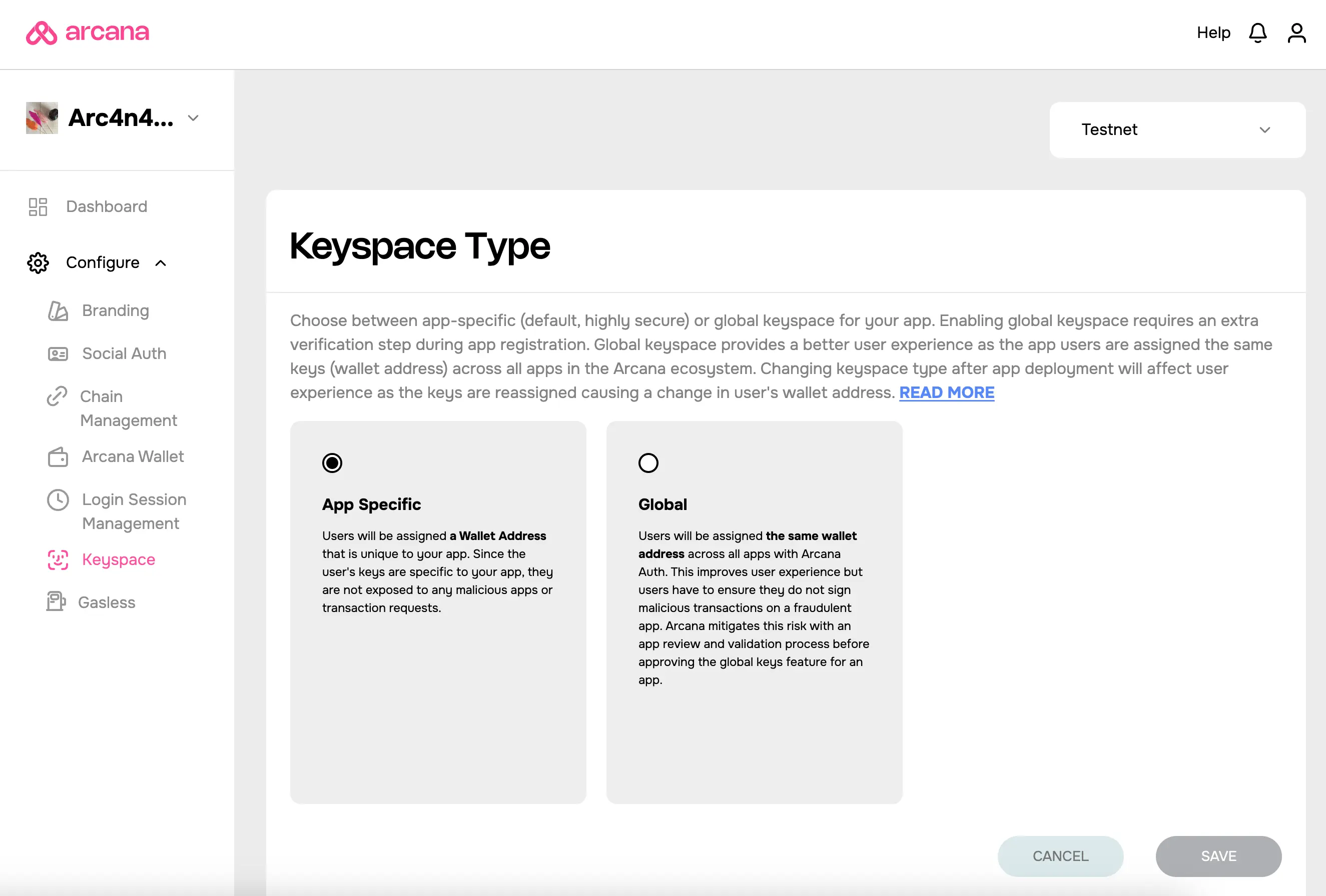 Keyspace Settings