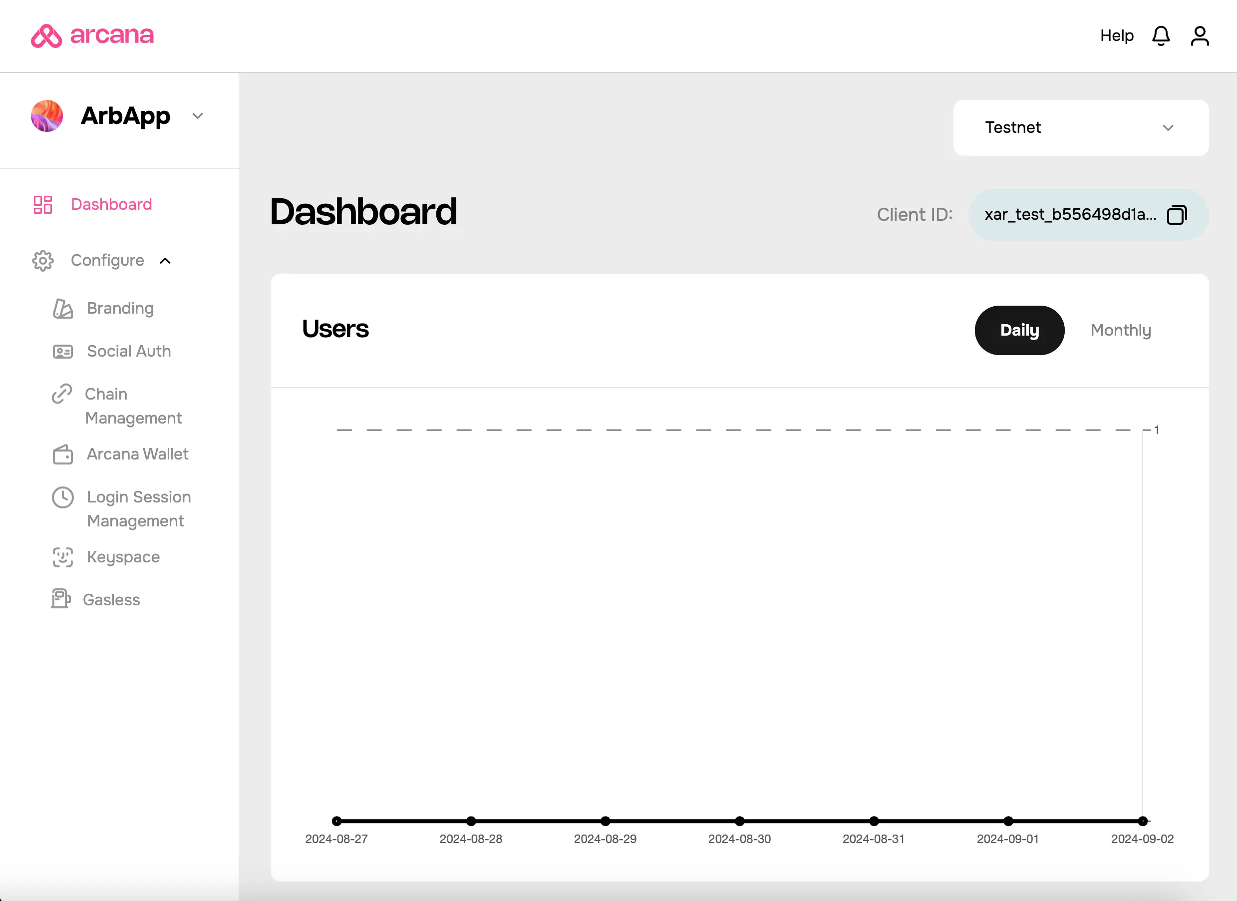 New app dashboard