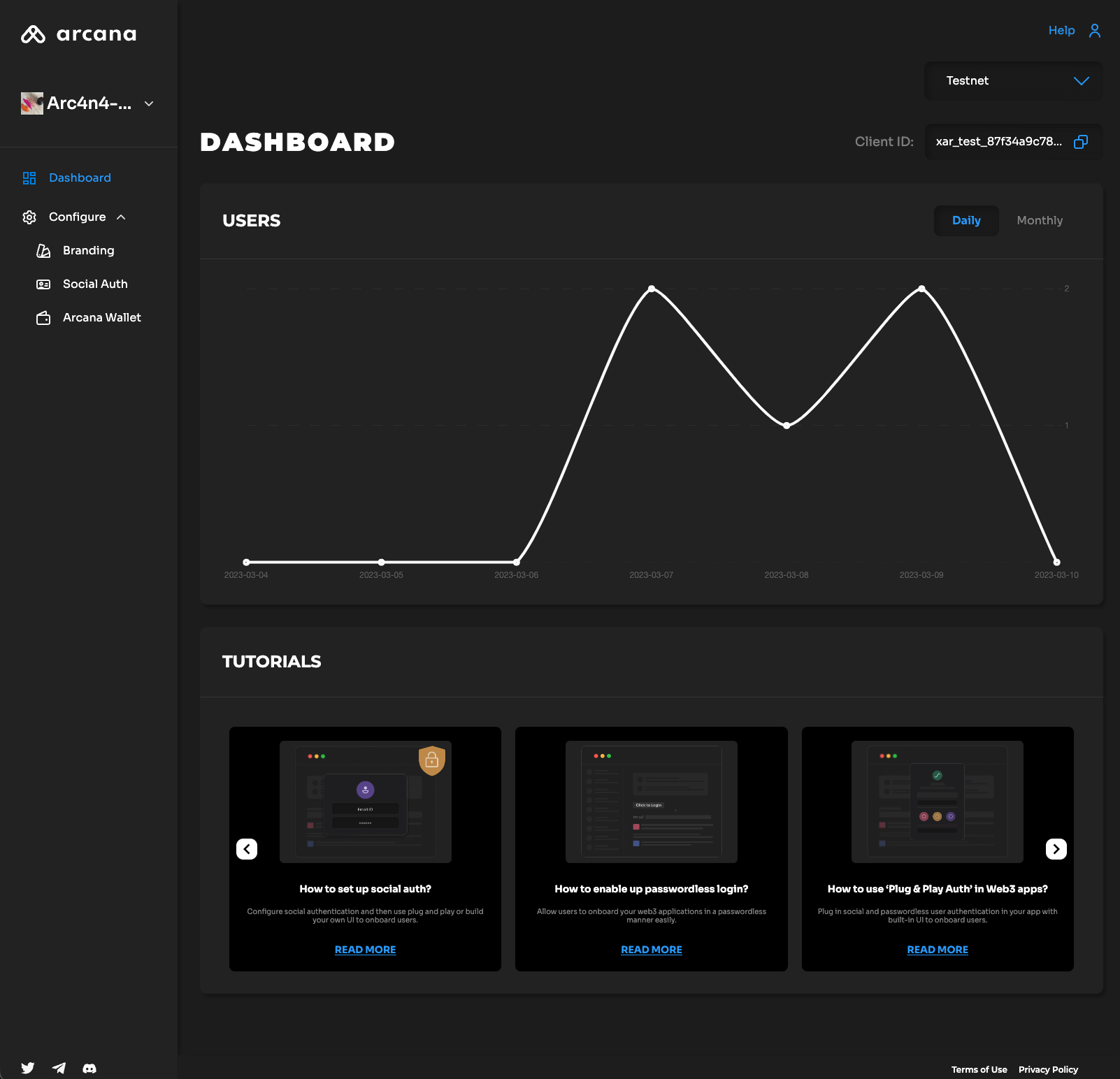 Testnet/Mainnet Usage Metrics