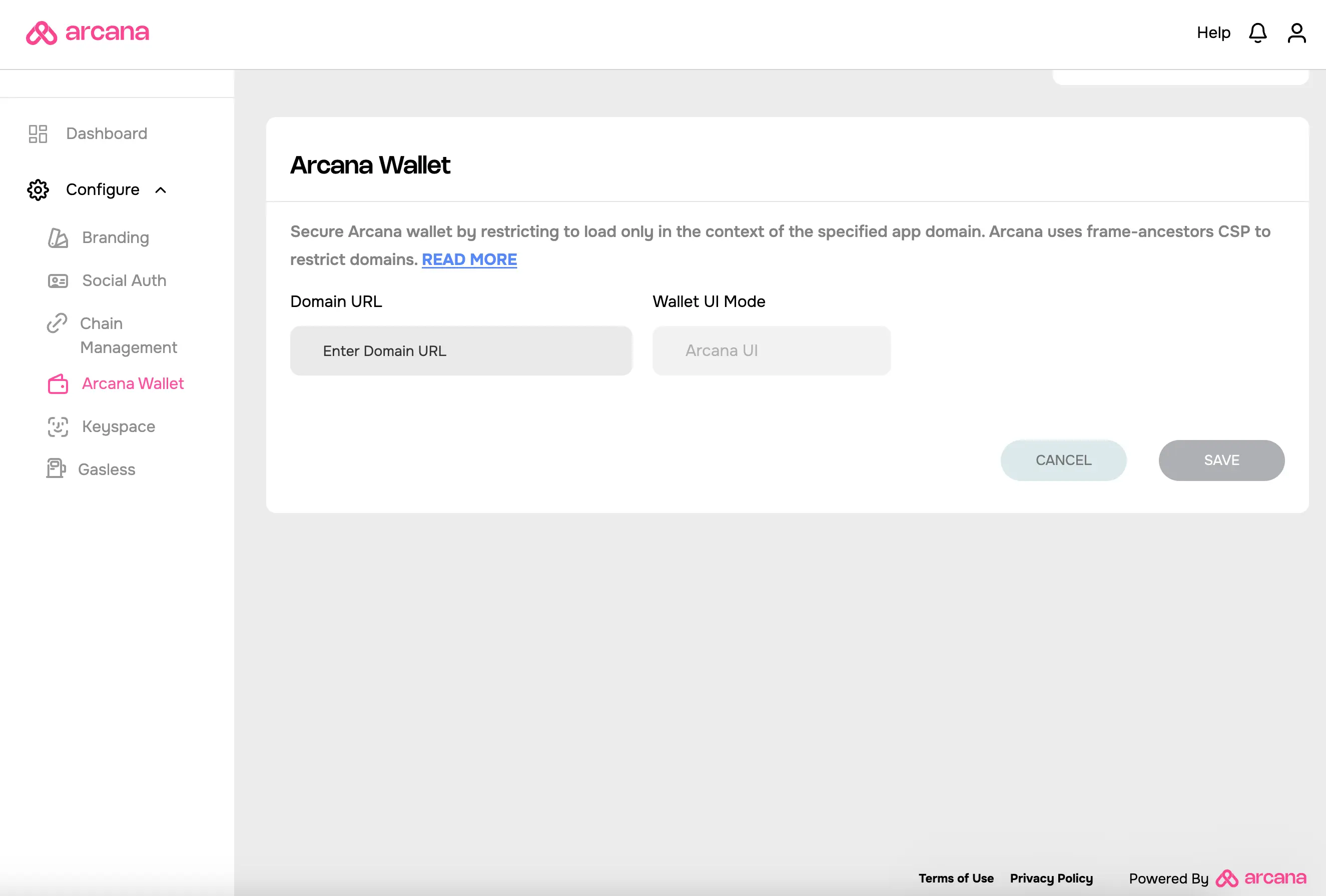 Wallet UI Settings
