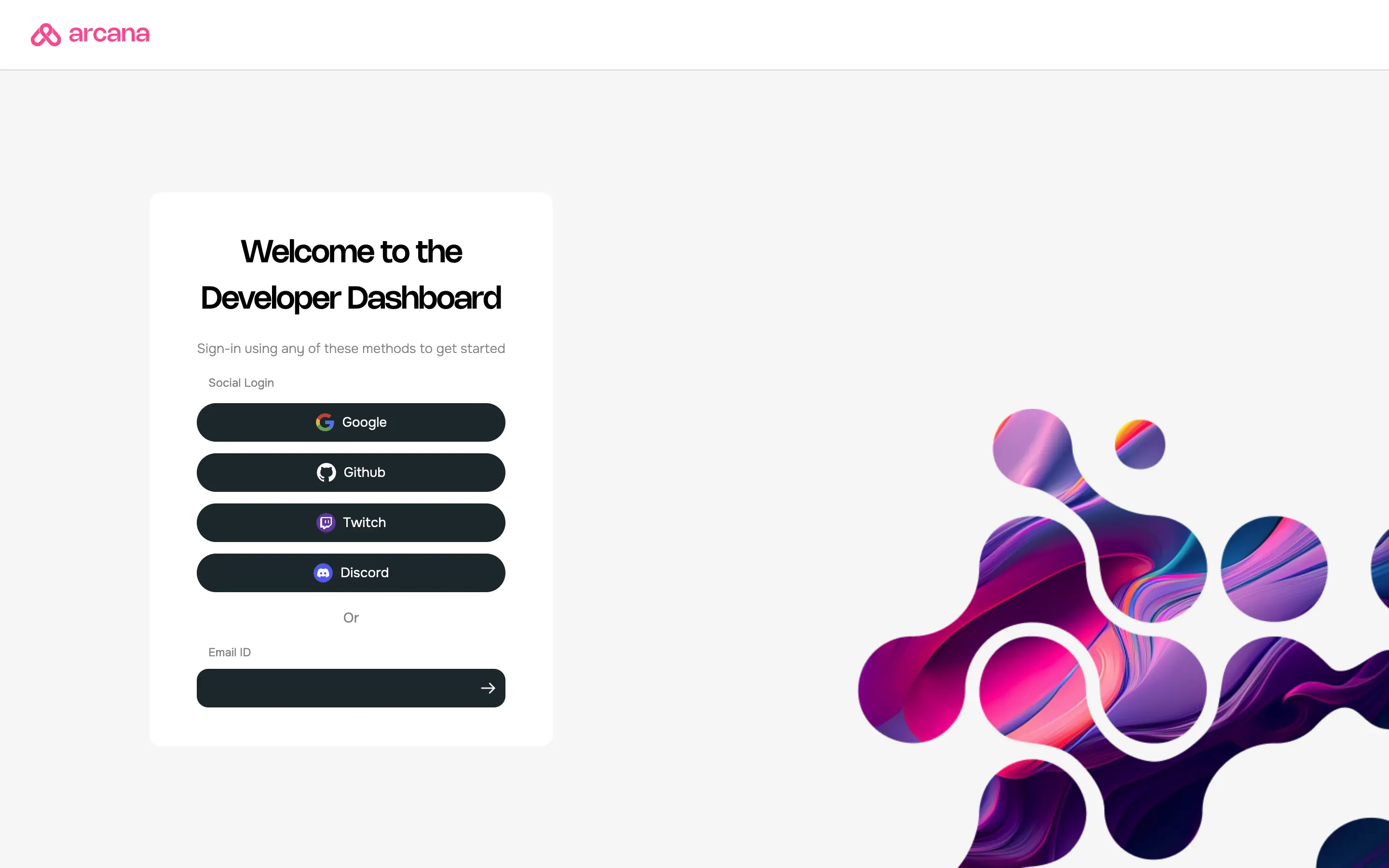 Welcome screen