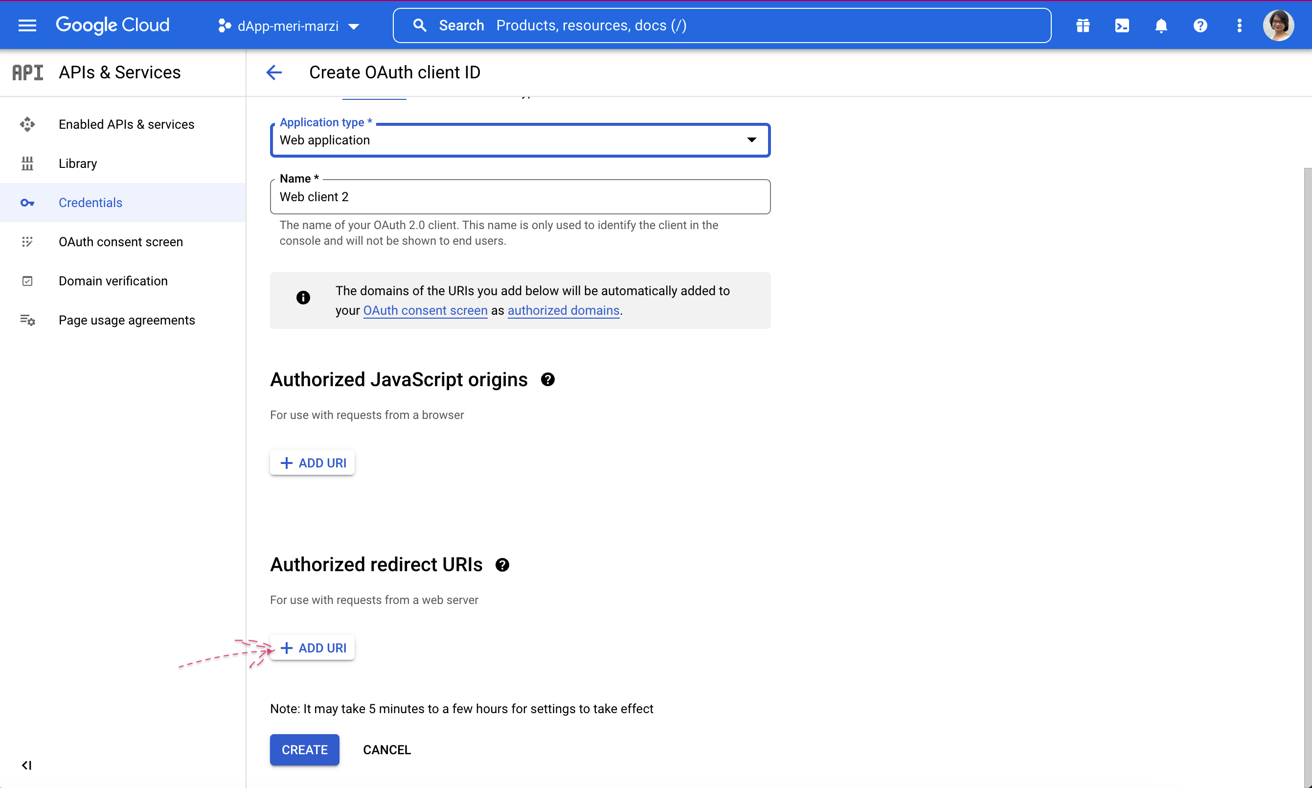 Specify Redirect URI