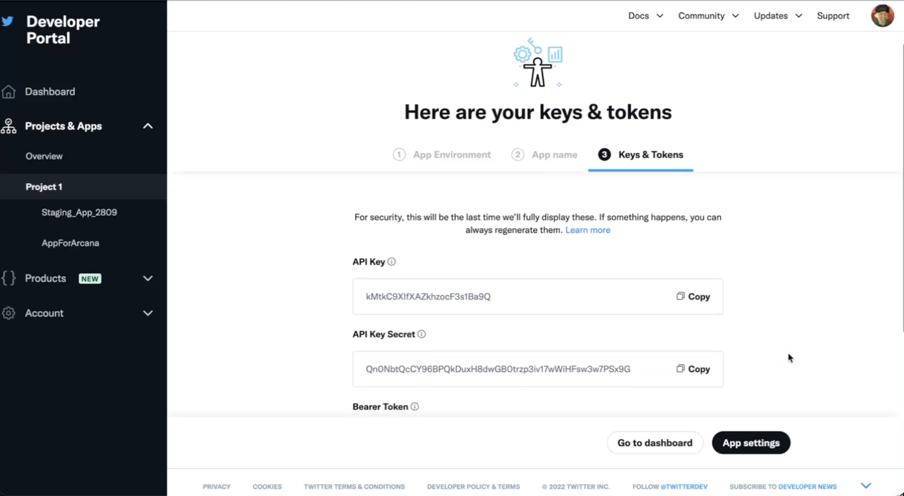 Twitter Keys and Secret